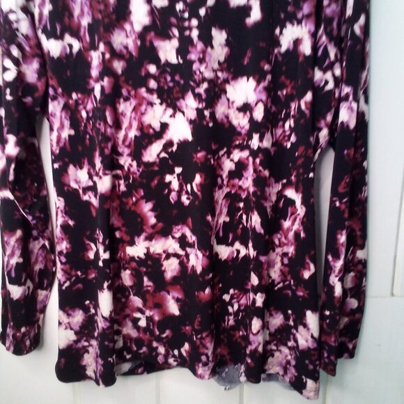 Rachel Rachel Roy Blouse Women M Long Sleeve V-Neck Wrap Floral Black Purple - Picture 13 of 14